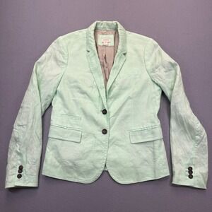 J.Crew Womens Mint Green 100% Linen Two-Button Blazer Jacket Size 8 37358